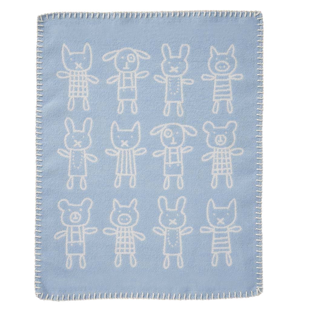 Katoenen wiegdeken Little Bear Blue