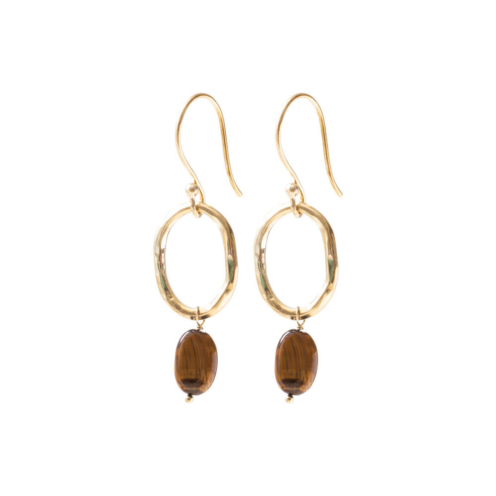 Earrings Graceful Tiger Eye Gold