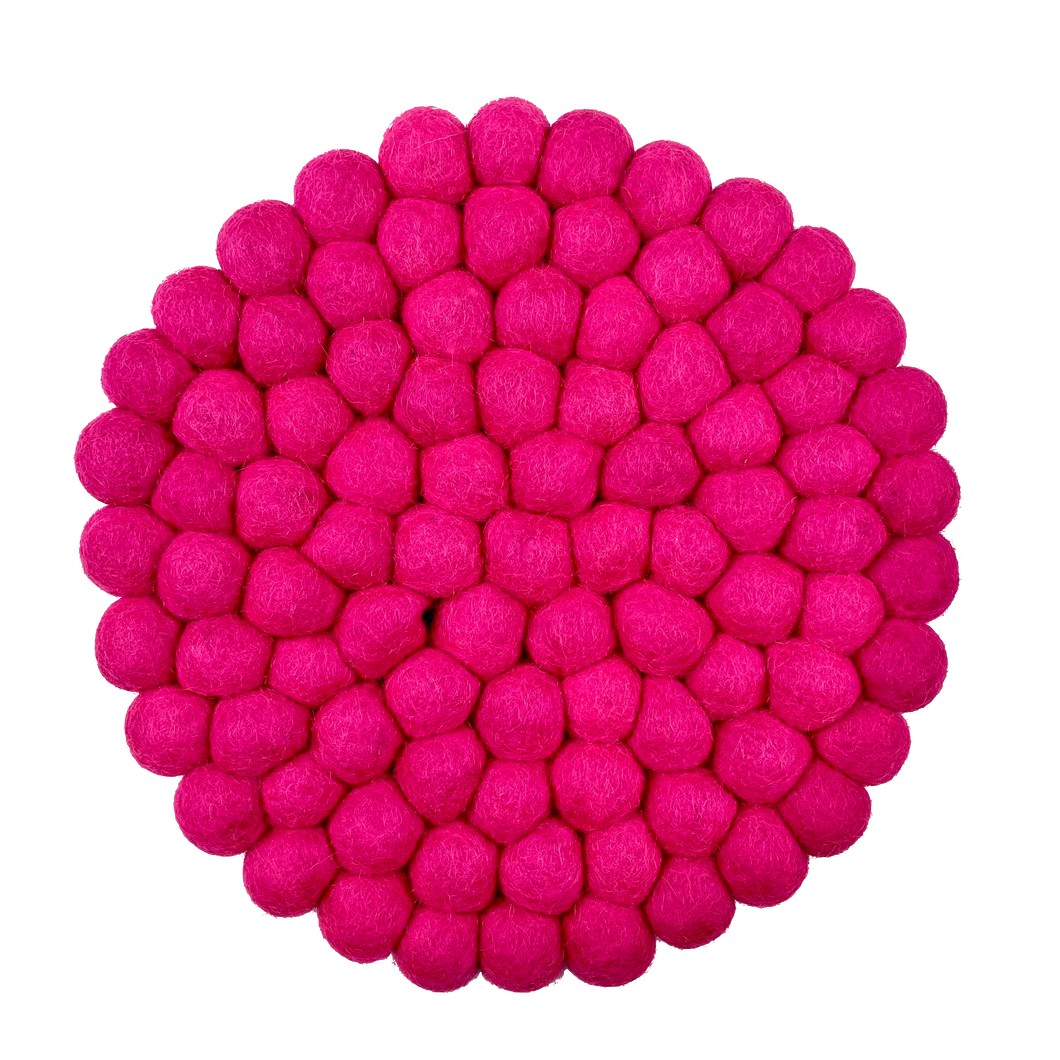 neon roze bolletjes onderzetter van vilt