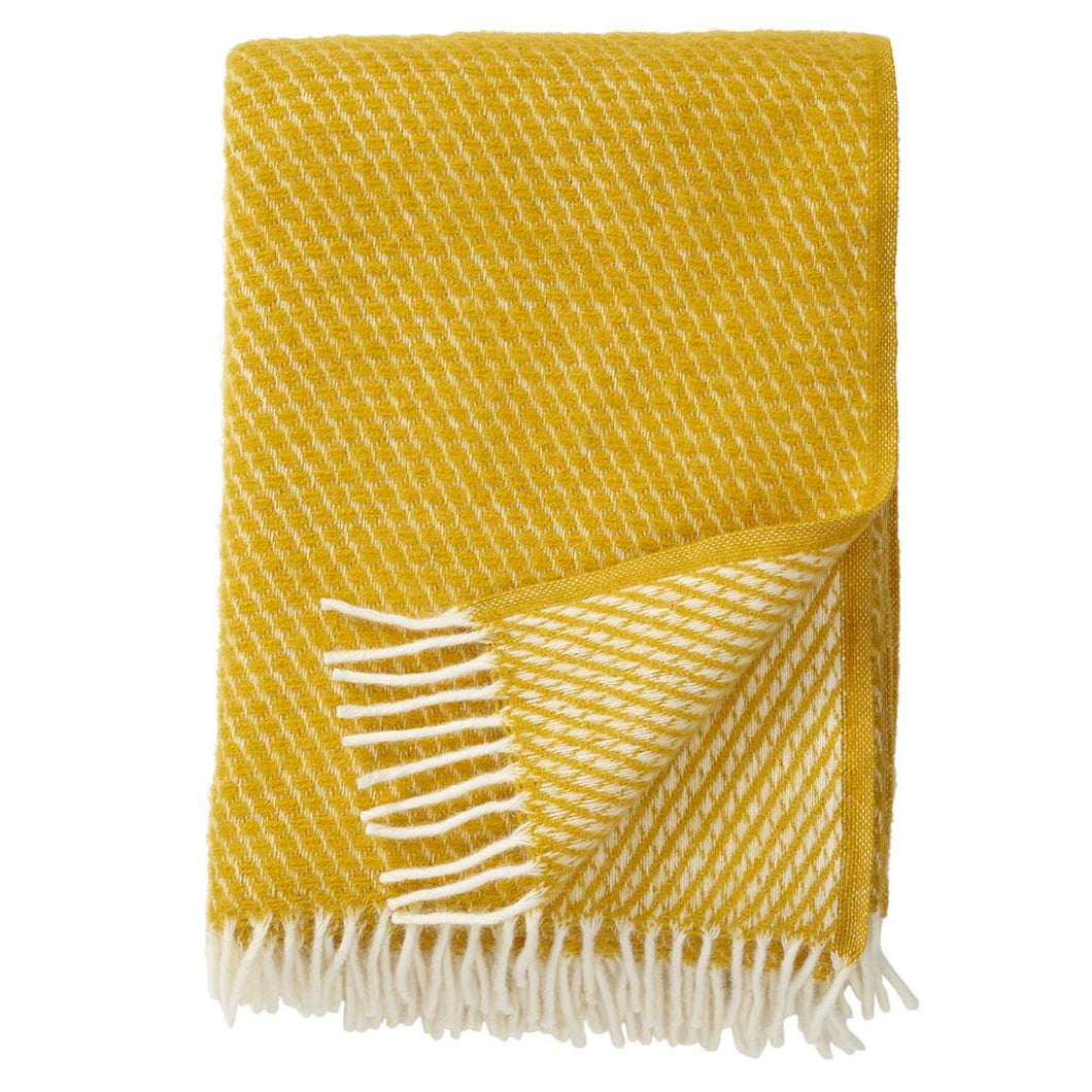 Plaid en laine Velours jaune safran