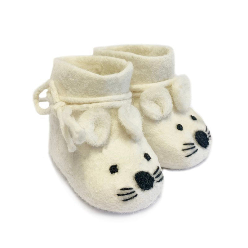 Chaussons bébé souris blanc - blanc